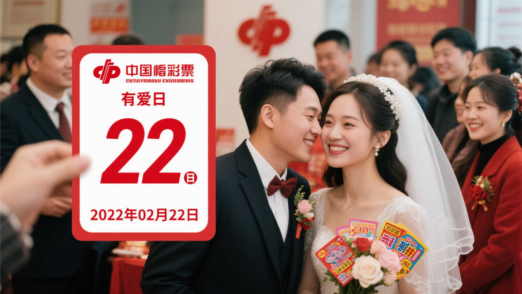 20220222爱意满载日,福彩刮刮乐助新人传递幸福 数字“2”在中国文化中寓意双双对对、成双