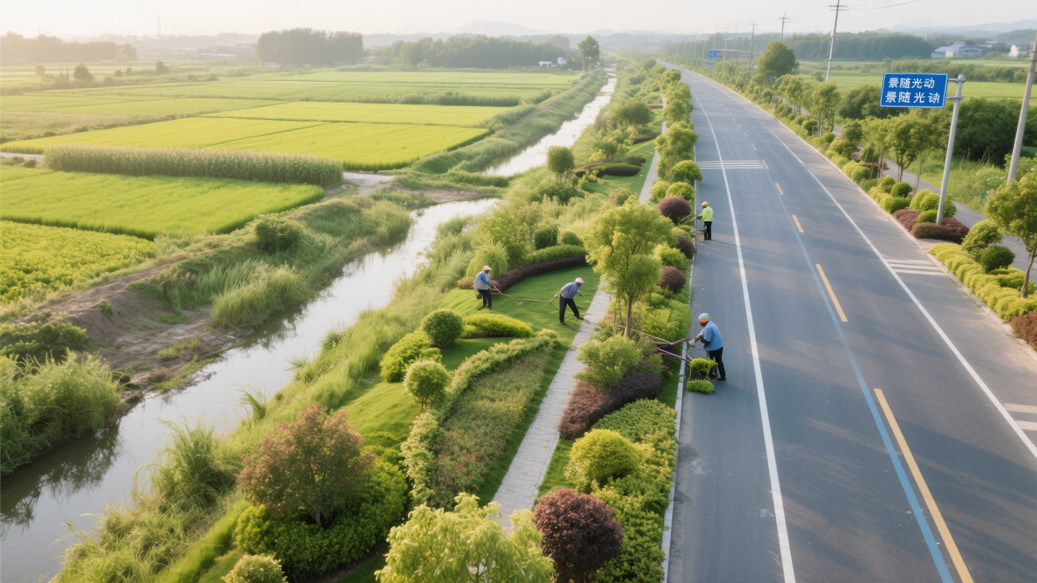 公益彩票播善行,花园乡焕新颜 当然,道边添绿更是不可或缺的一环。从道路