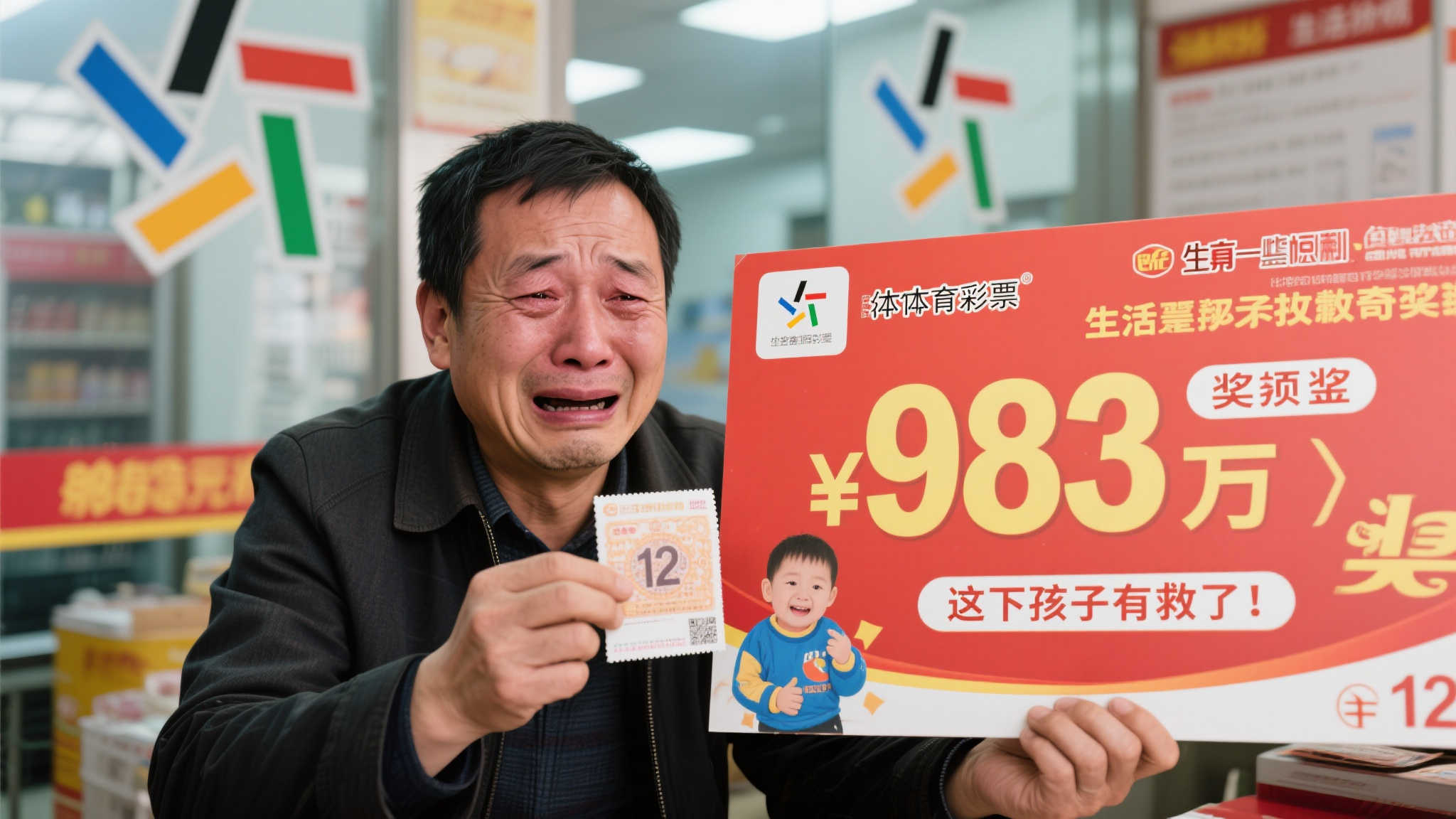 父亲喜中体彩983万泪光闪烁：孩子的未来有希望了！